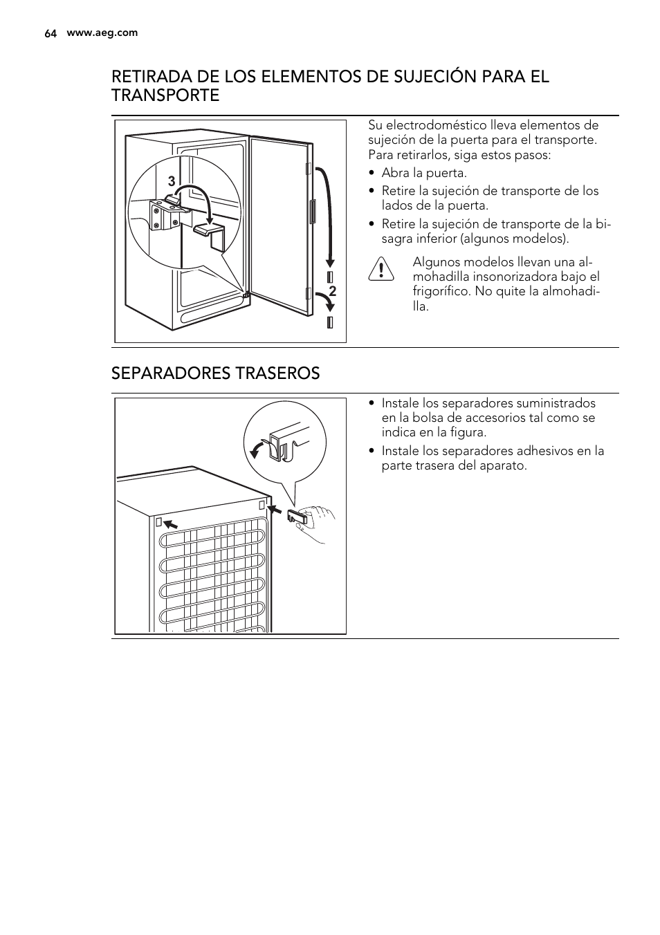 Separadores traseros | AEG S74010KDX0 User Manual | Page 64 / 72
