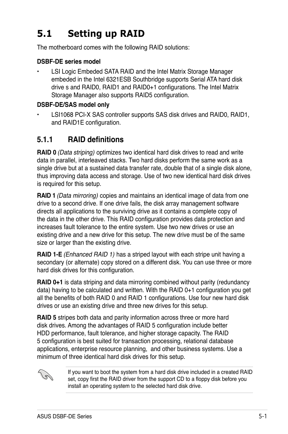 1 setting up raid, 1 raid definitions | Asus Motherboard DSBF-DE/SAS User Manual | Page 115 / 206