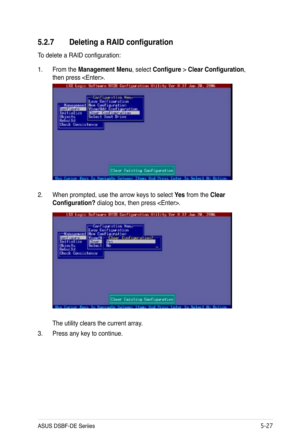 7 deleting a raid configuration | Asus Motherboard DSBF-DE/SAS User Manual | Page 141 / 206