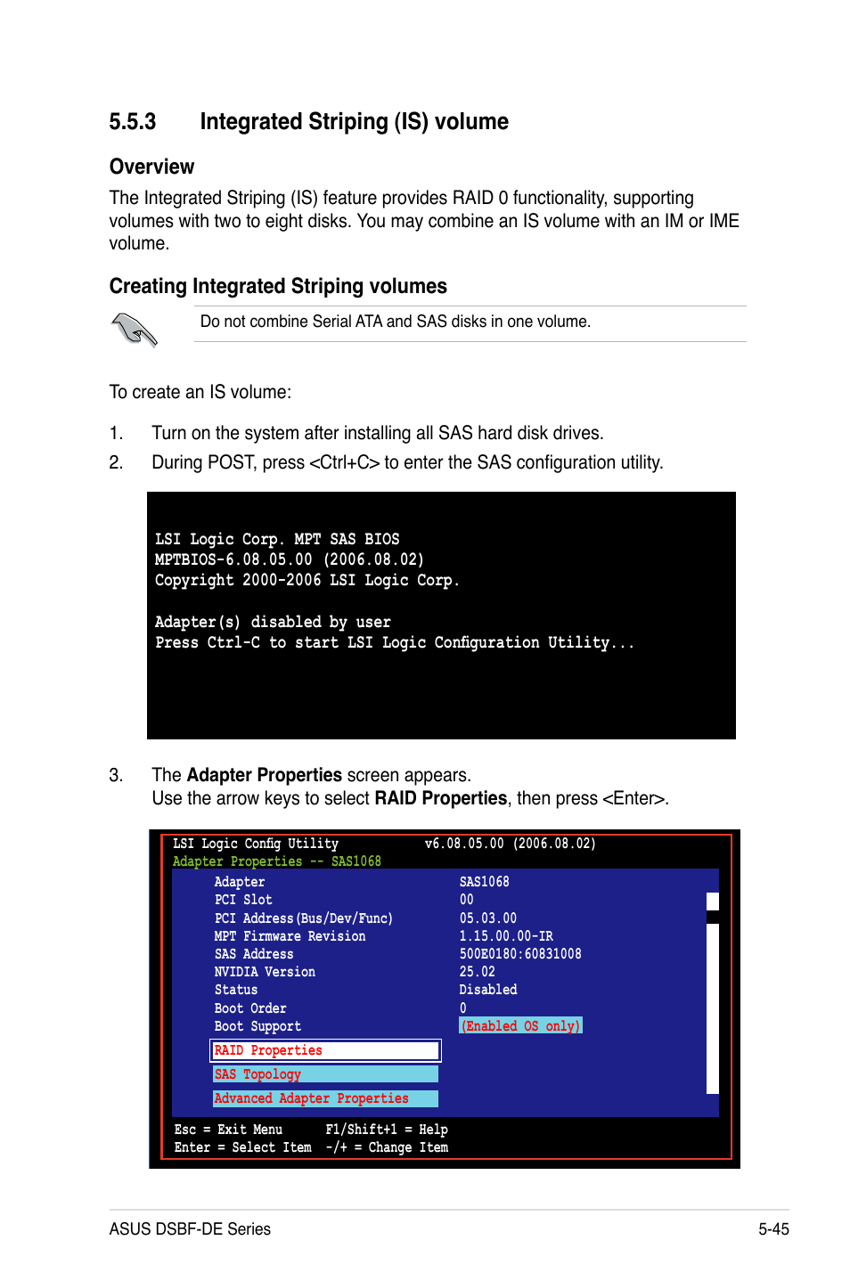 3 integrated striping (is) volume, Overview, Creating integrated striping volumes | Asus Motherboard DSBF-DE/SAS User Manual | Page 159 / 206