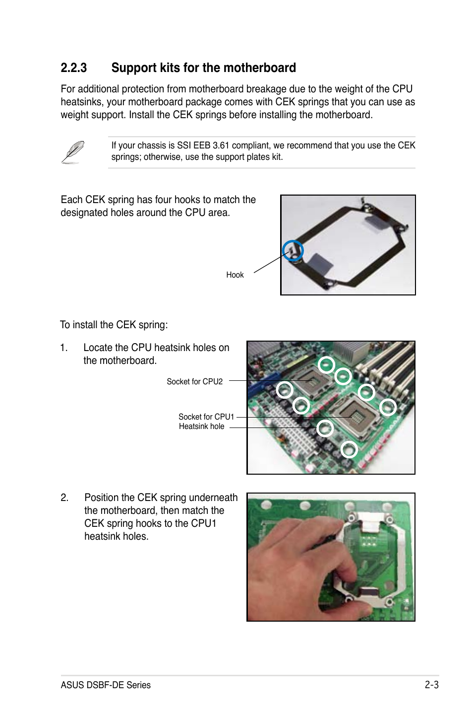 3 support kits for the motherboard | Asus Motherboard DSBF-DE/SAS User Manual | Page 23 / 206