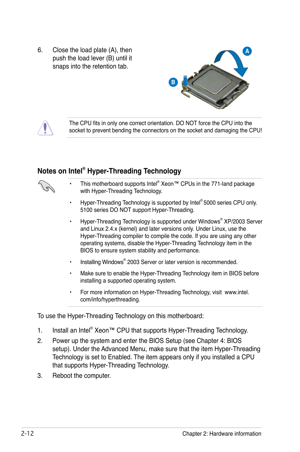 Hyper-threading technology | Asus Motherboard DSBF-DE/SAS User Manual | Page 32 / 206