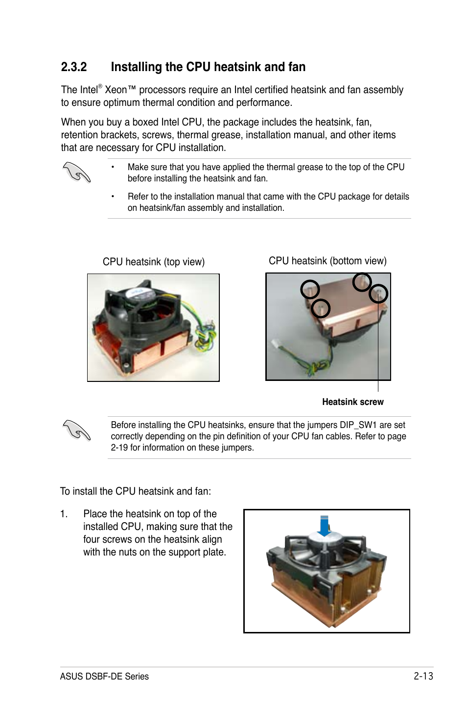 2 installing the cpu heatsink and fan | Asus Motherboard DSBF-DE/SAS User Manual | Page 33 / 206