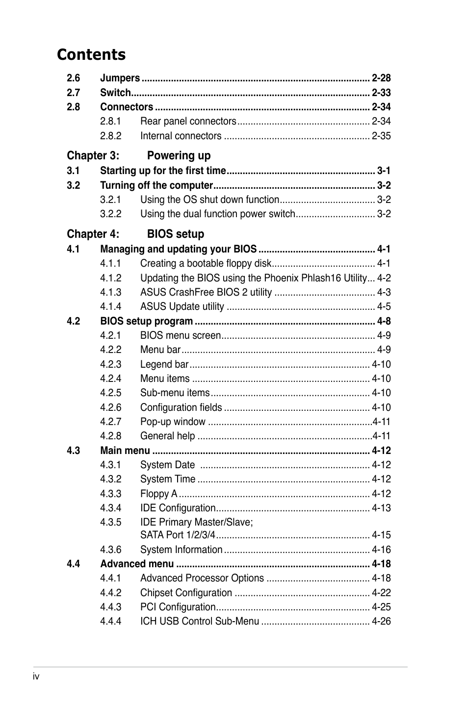 Asus Motherboard DSBF-DE/SAS User Manual | Page 4 / 206