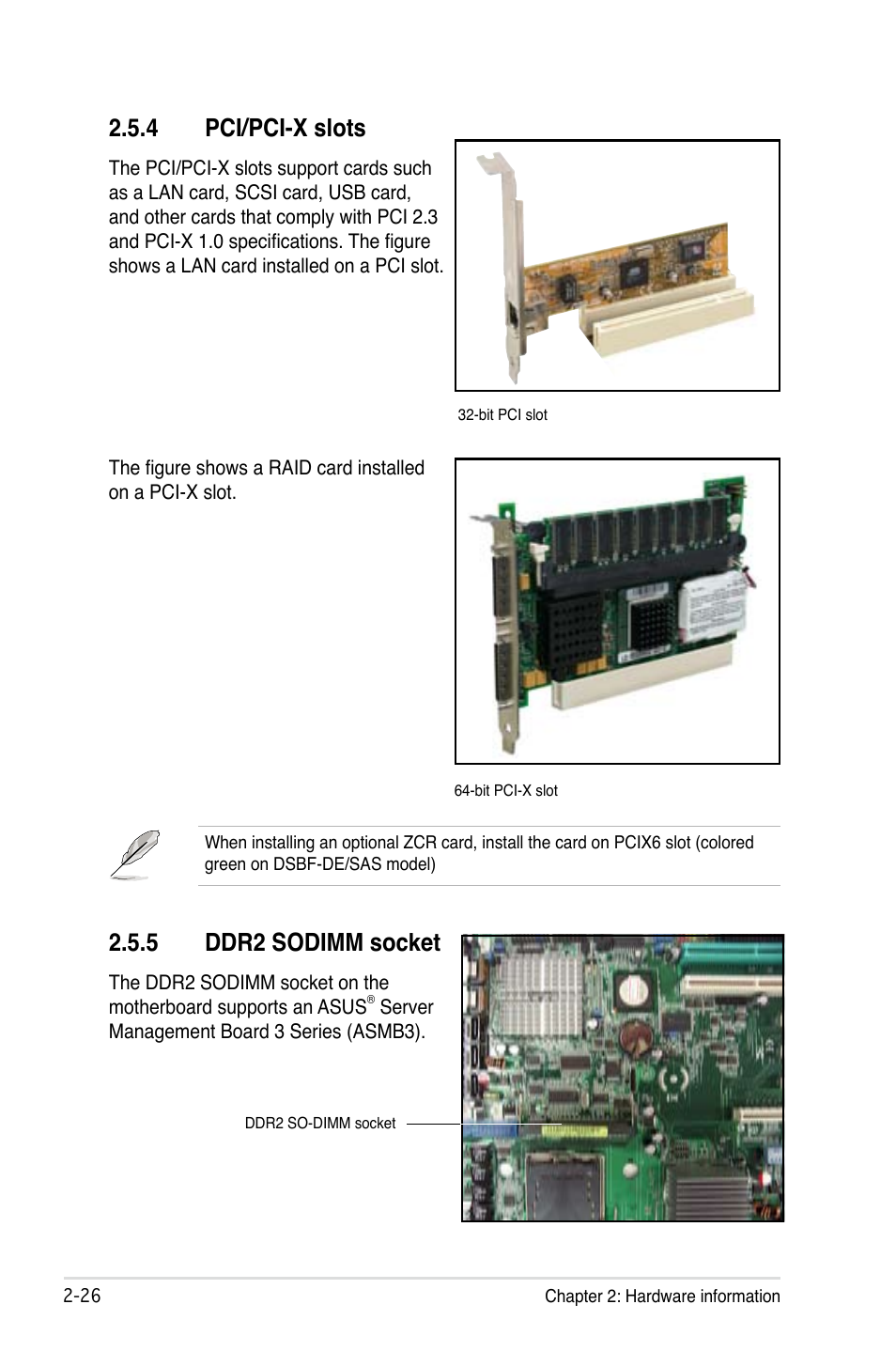 5 ddr2 sodimm socket, 4 pci/pci-x slots | Asus Motherboard DSBF-DE/SAS User Manual | Page 46 / 206