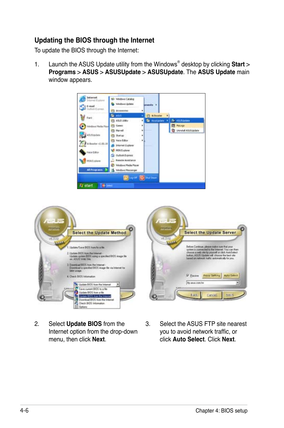 Updating the bios through the internet | Asus Motherboard DSBF-DE/SAS User Manual | Page 76 / 206