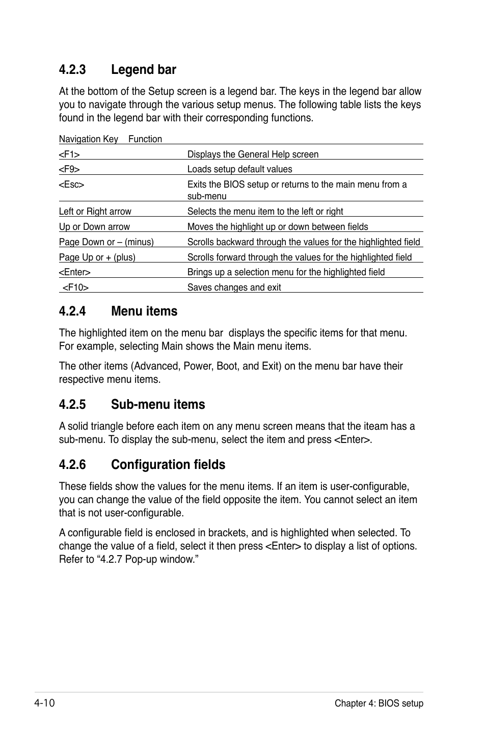 4 menu items, 5 sub-menu items, 6 configuration fields | 3 legend bar | Asus Motherboard DSBF-DE/SAS User Manual | Page 80 / 206