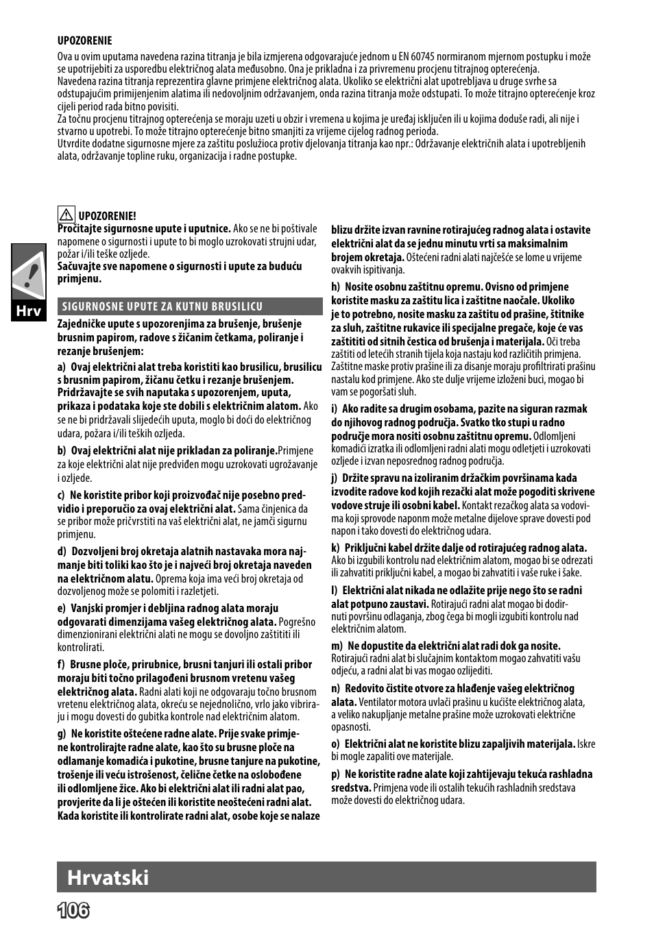 Deutsch, Hrvatski | AEG WS 24-230 User Manual | Page 108 / 154