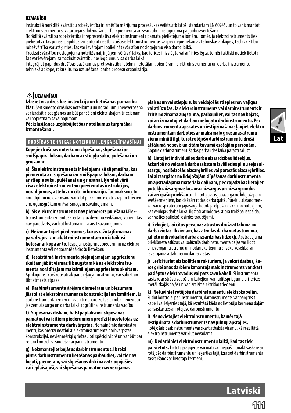 Deutsch, Latviski | AEG WS 24-230 User Manual | Page 113 / 154