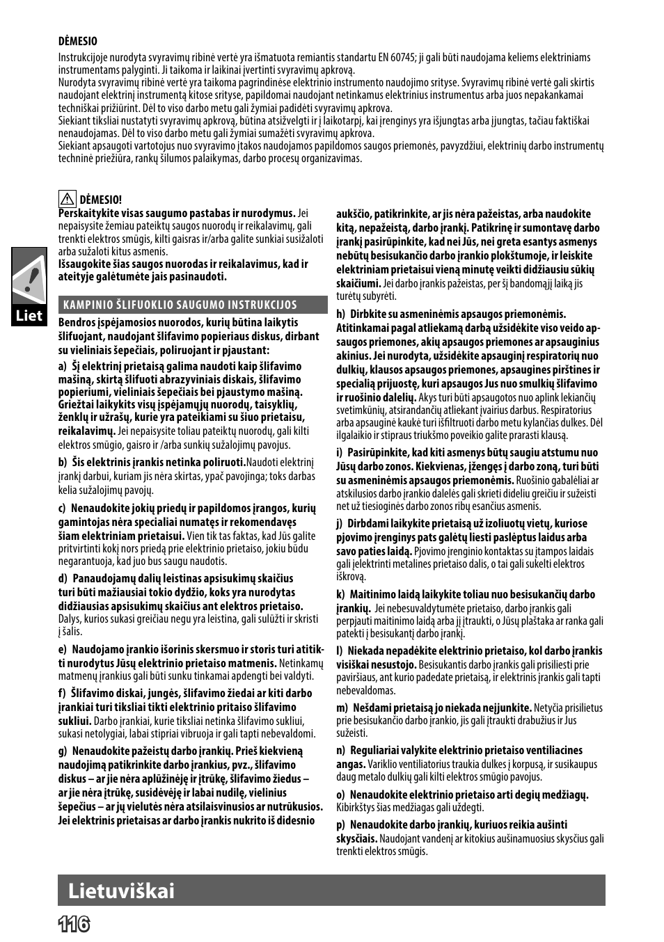 Deutsch, Lietuviškai, Liet | AEG WS 24-230 User Manual | Page 118 / 154