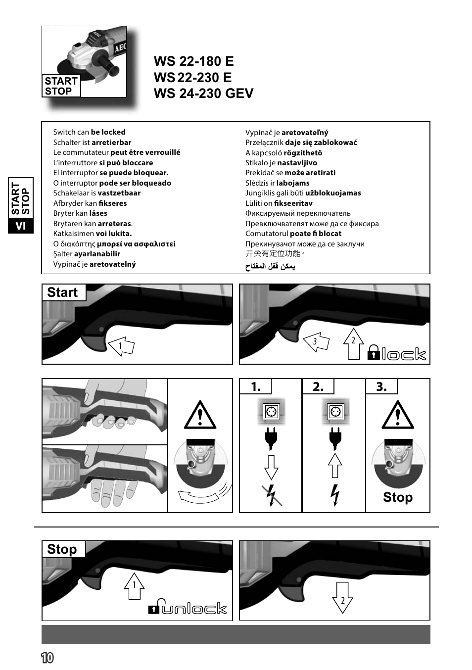 Stop 1. 2 | AEG WS 24-230 User Manual | Page 12 / 154
