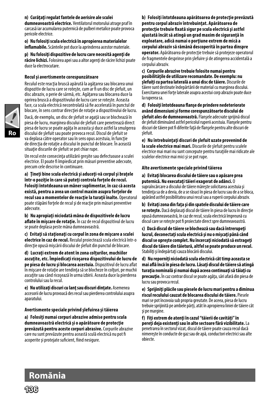 Deutsch, Romănia | AEG WS 24-230 User Manual | Page 138 / 154