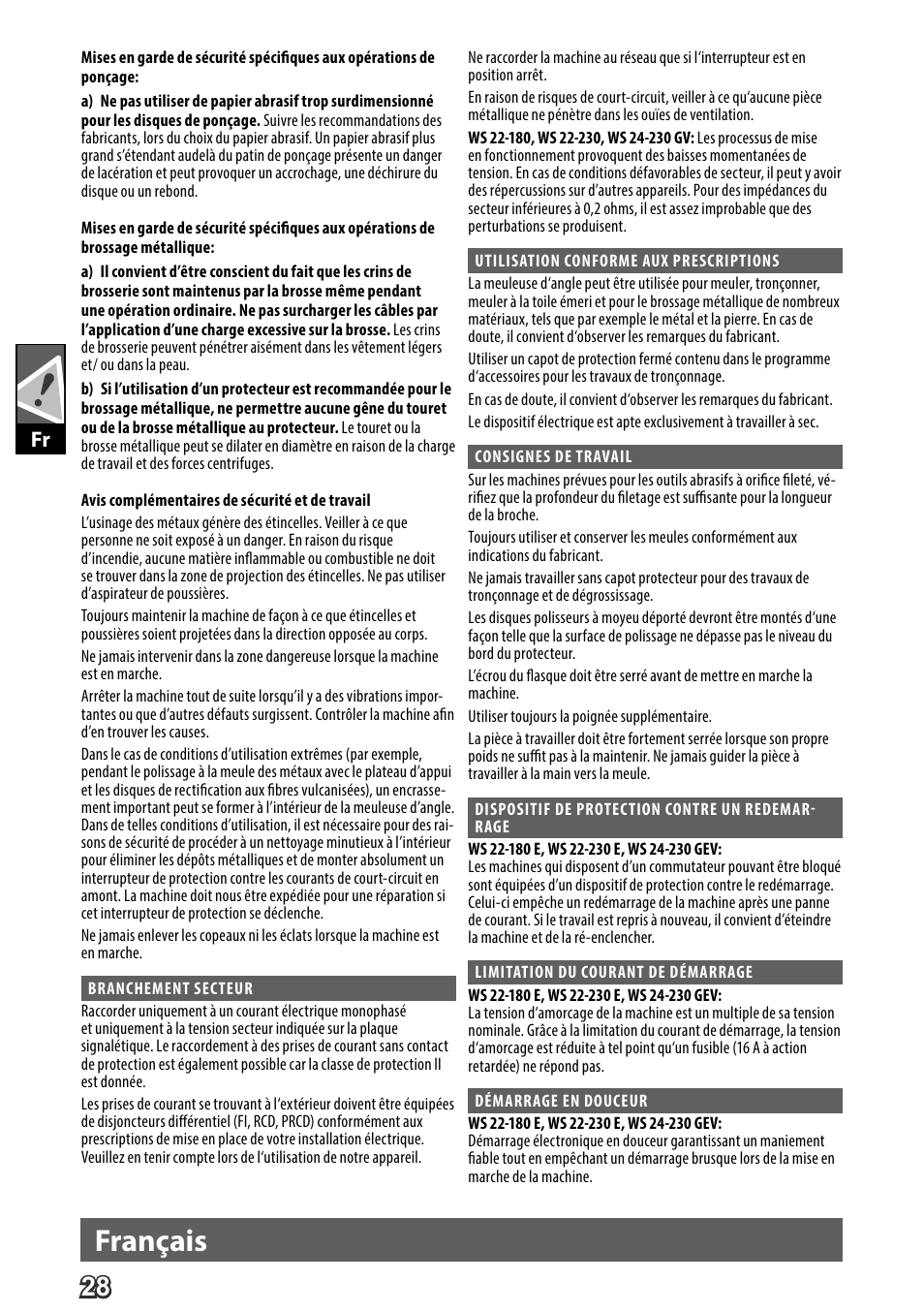 Deutsch, Français | AEG WS 24-230 User Manual | Page 30 / 154
