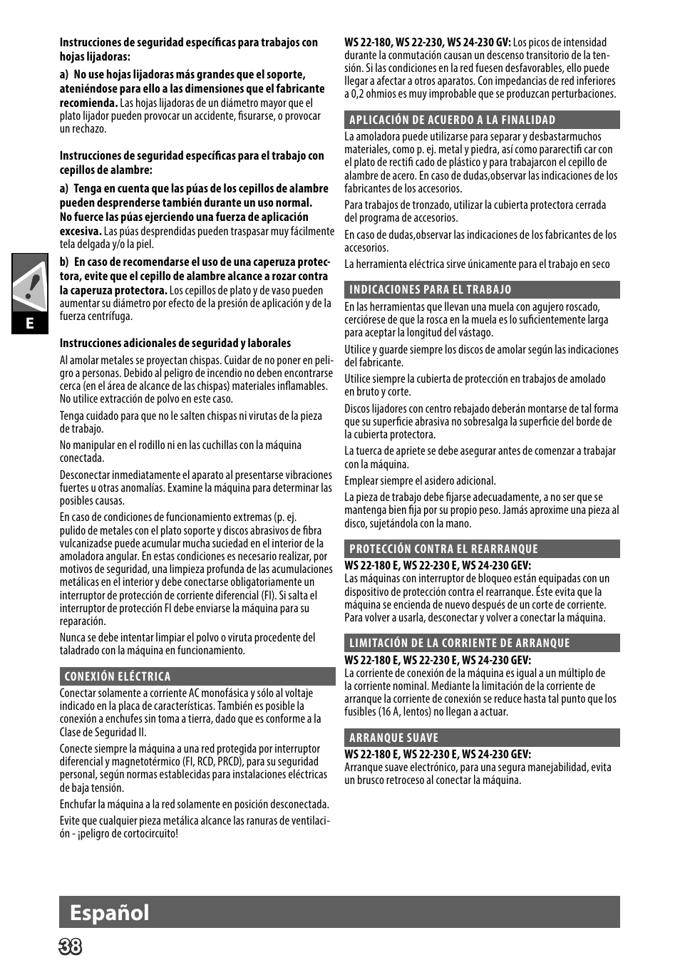 Deutsch, Español | AEG WS 24-230 User Manual | Page 40 / 154