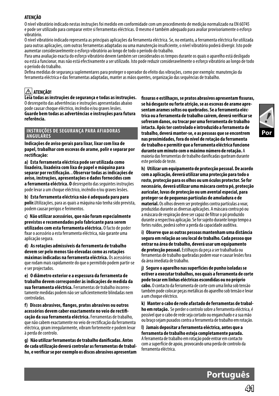 Deutsch, Português | AEG WS 24-230 User Manual | Page 43 / 154