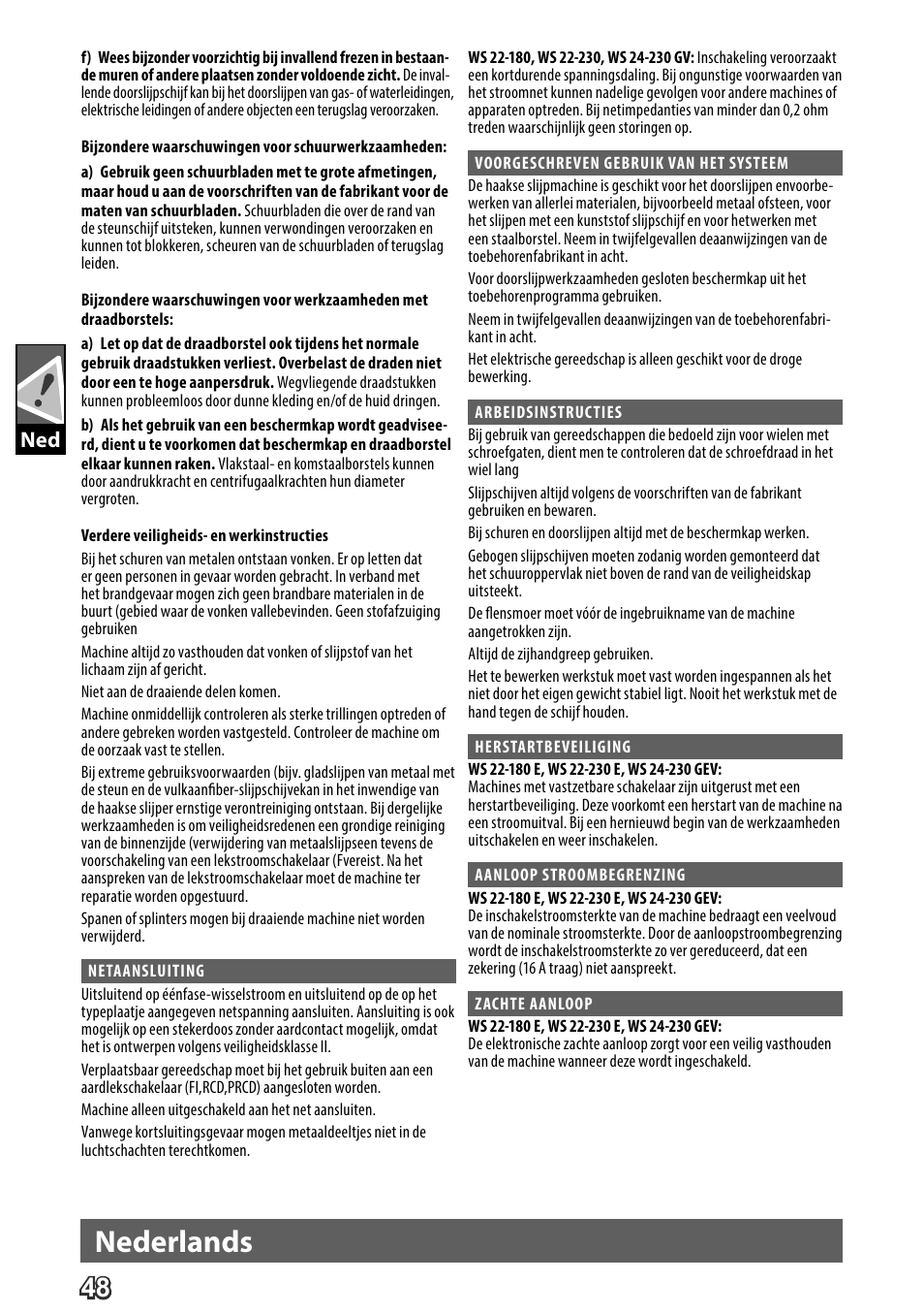 Deutsch, Nederlands | AEG WS 24-230 User Manual | Page 50 / 154