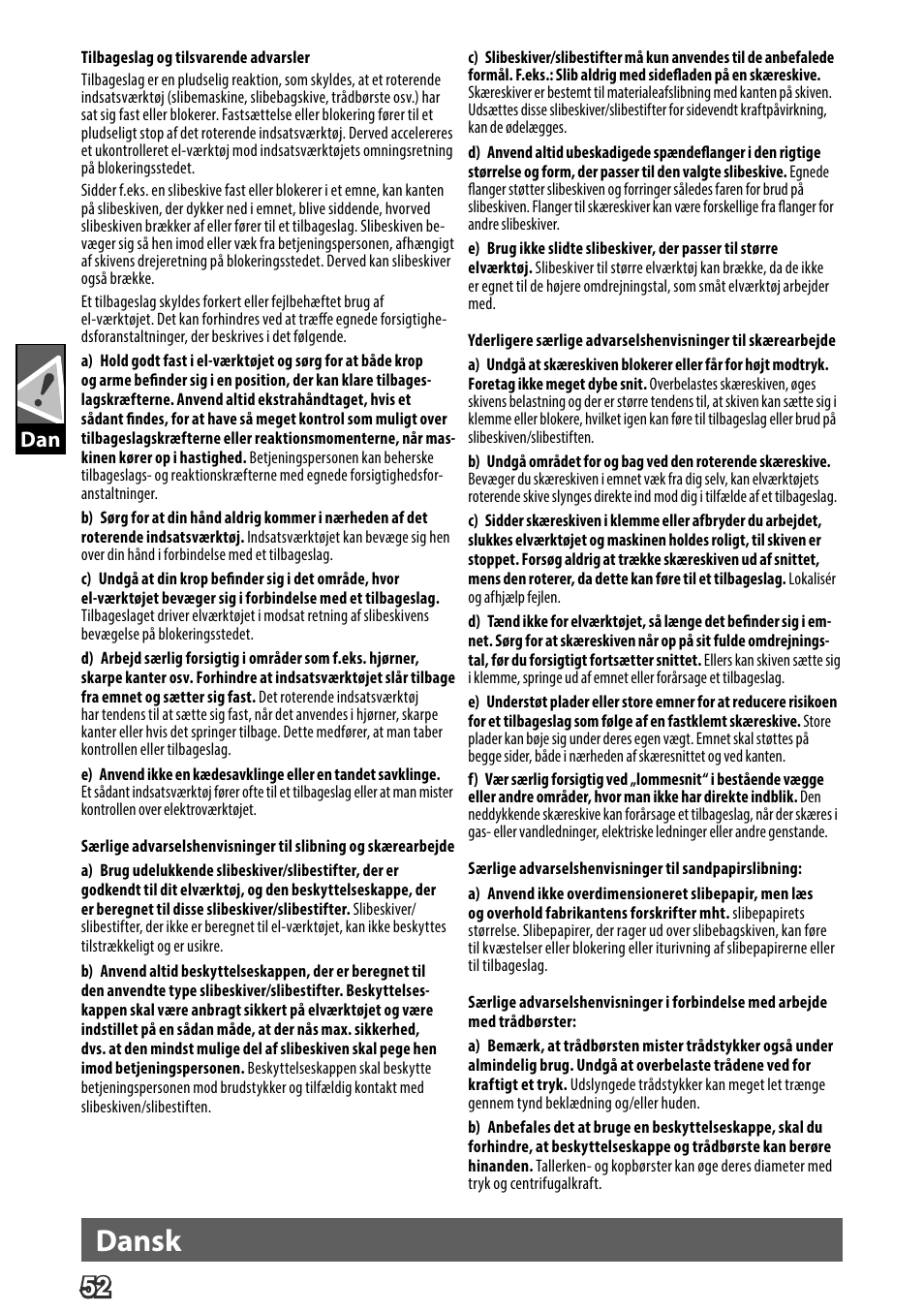 Deutsch, Dansk | AEG WS 24-230 User Manual | Page 54 / 154
