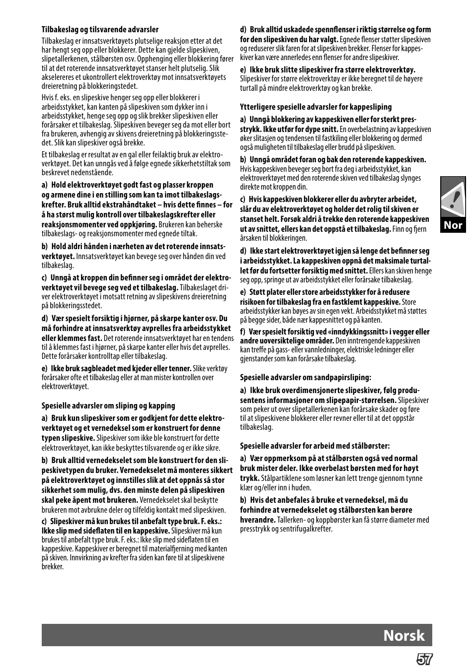 Deutsch, Norsk | AEG WS 24-230 User Manual | Page 59 / 154
