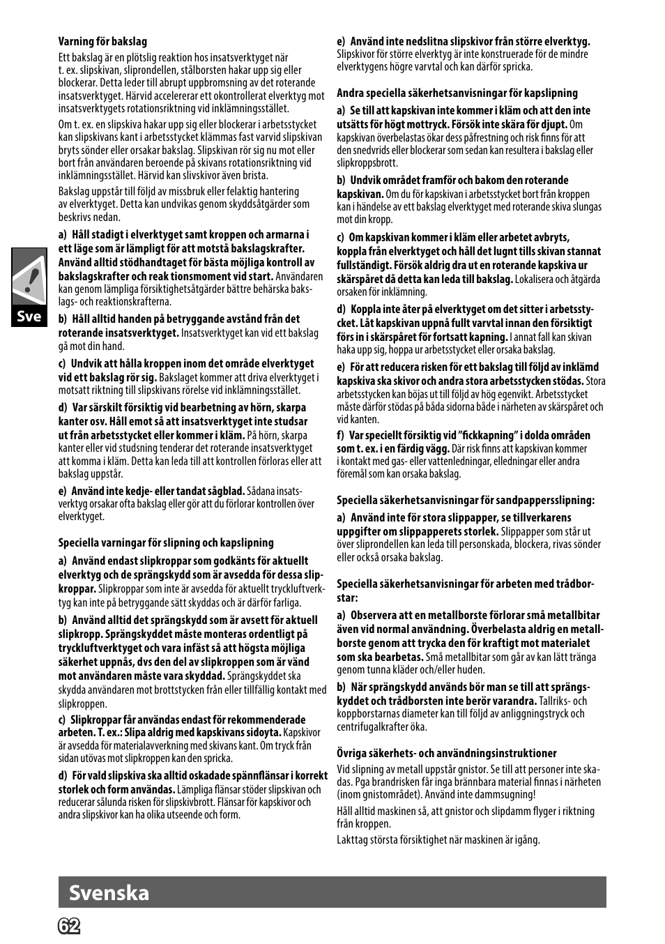 Deutsch, Svenska | AEG WS 24-230 User Manual | Page 64 / 154