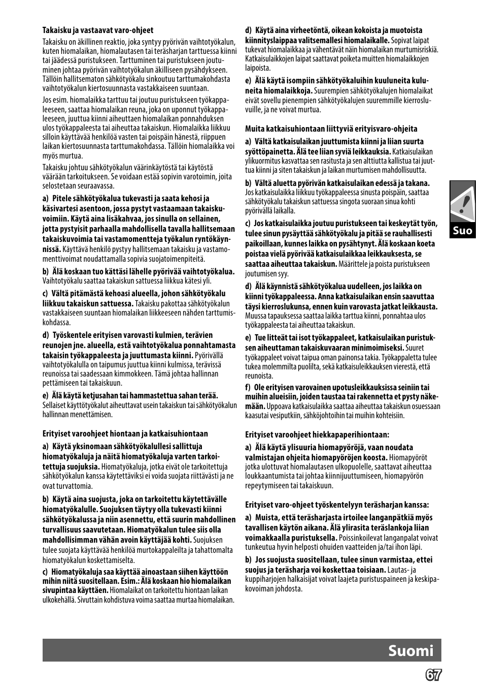 Deutsch, Suomi | AEG WS 24-230 User Manual | Page 69 / 154