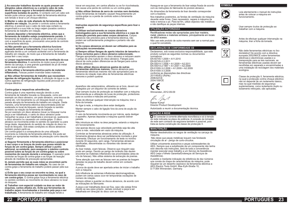 22 23 portugues, Portugues | AEG GSL 600 E User Manual | Page 12 / 47