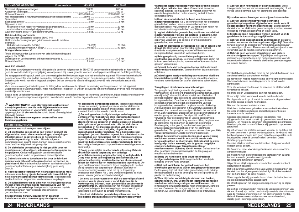 Nederlands | AEG GSL 600 E User Manual | Page 13 / 47