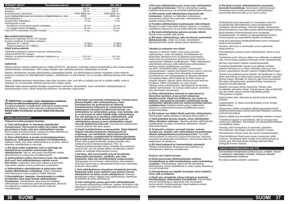 Suomi | AEG GSL 600 E User Manual | Page 19 / 47