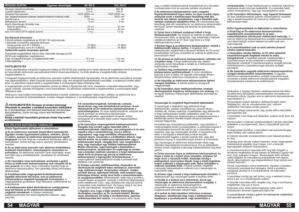 Magyar | AEG GSL 600 E User Manual | Page 28 / 47