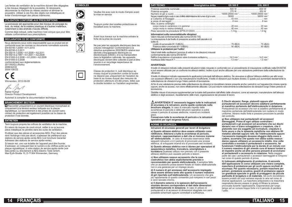 Français, Italiano | AEG GSL 600 E User Manual | Page 8 / 47