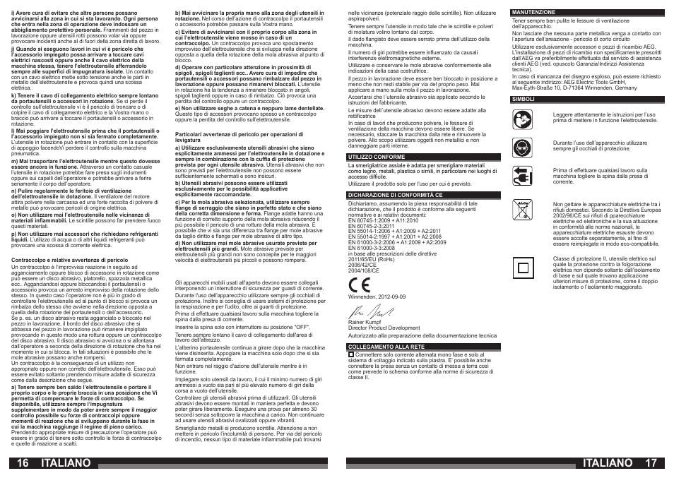 16 17 italiano, Italiano | AEG GSL 600 E User Manual | Page 9 / 47