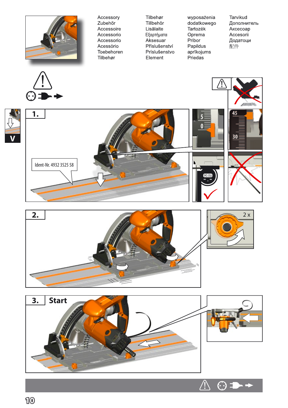 Start 2. 3. v | AEG TS 55 E User Manual | Page 13 / 99