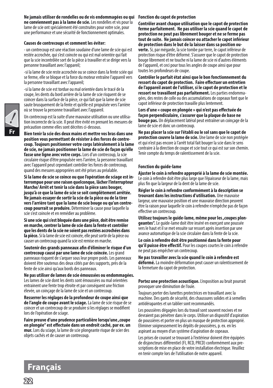 Français | AEG TS 55 E User Manual | Page 25 / 99