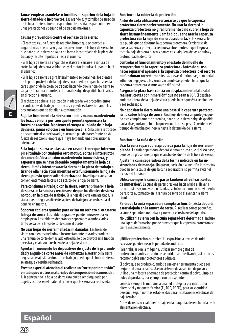 Español | AEG TS 55 E User Manual | Page 31 / 99