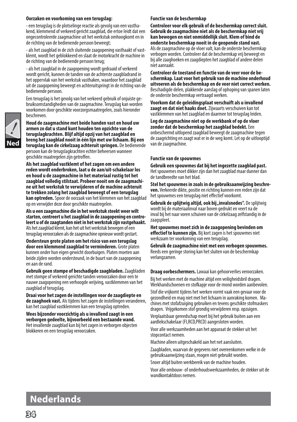 Nederlands | AEG TS 55 E User Manual | Page 37 / 99