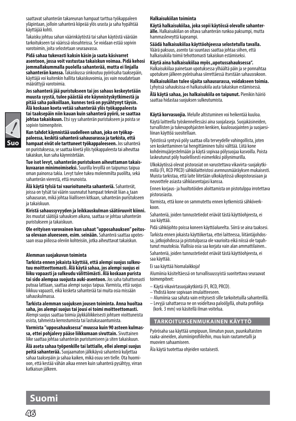Suomi | AEG TS 55 E User Manual | Page 49 / 99
