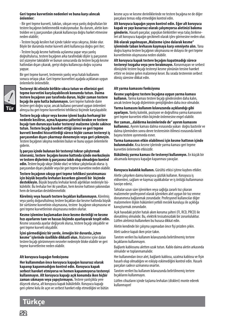 Türkçe | AEG TS 55 E User Manual | Page 55 / 99