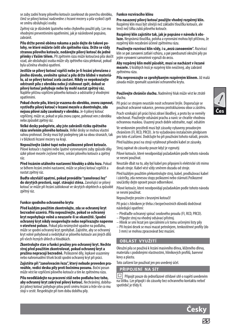 Česky | AEG TS 55 E User Manual | Page 58 / 99