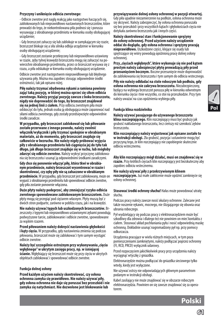 Polski | AEG TS 55 E User Manual | Page 64 / 99