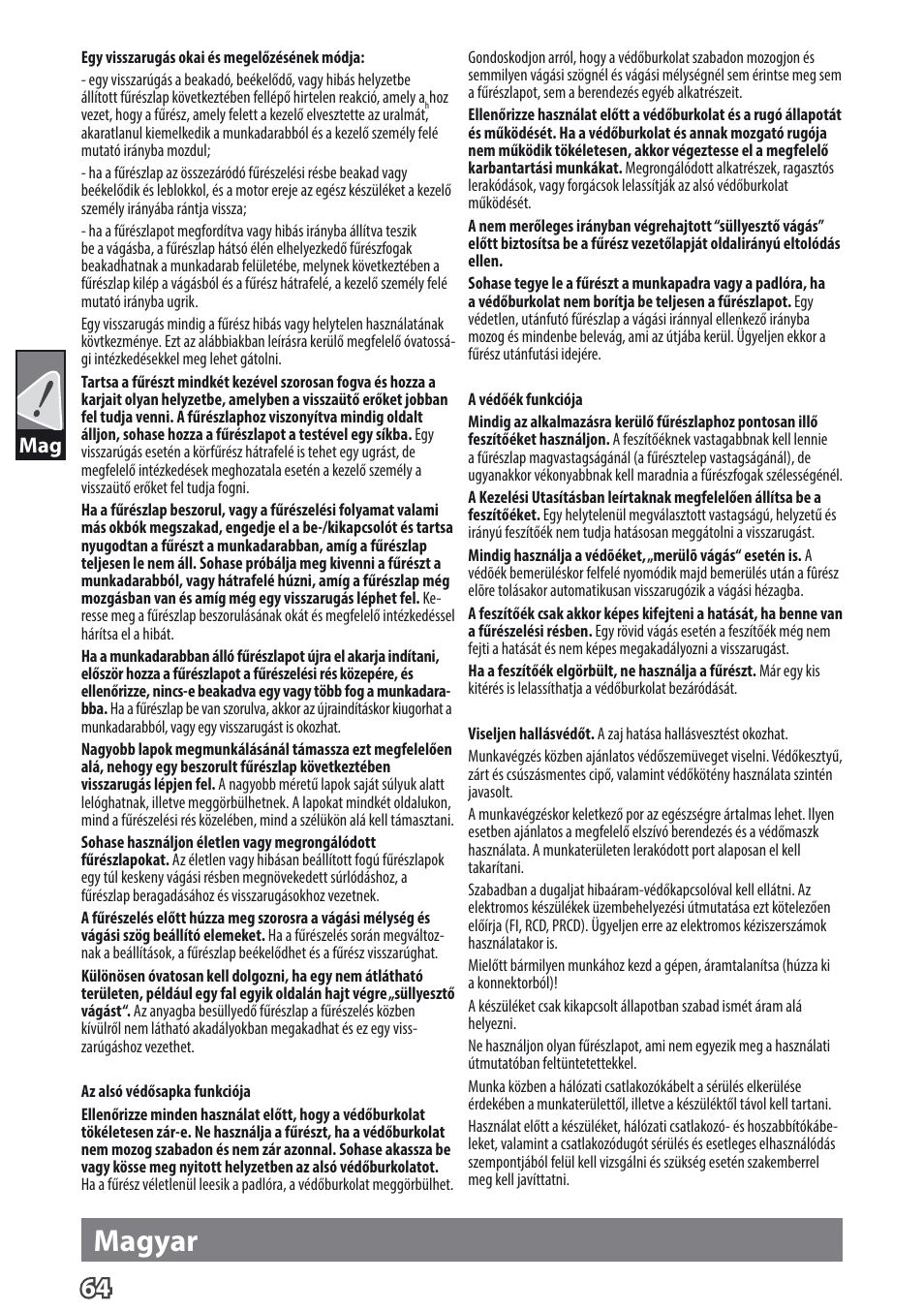 Magyar | AEG TS 55 E User Manual | Page 67 / 99
