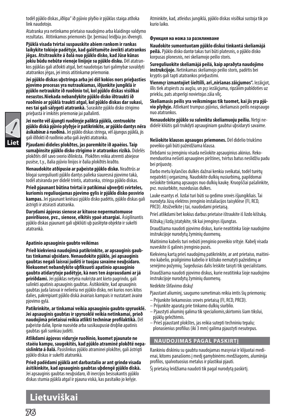 Lietuviškai, Liet | AEG TS 55 E User Manual | Page 79 / 99