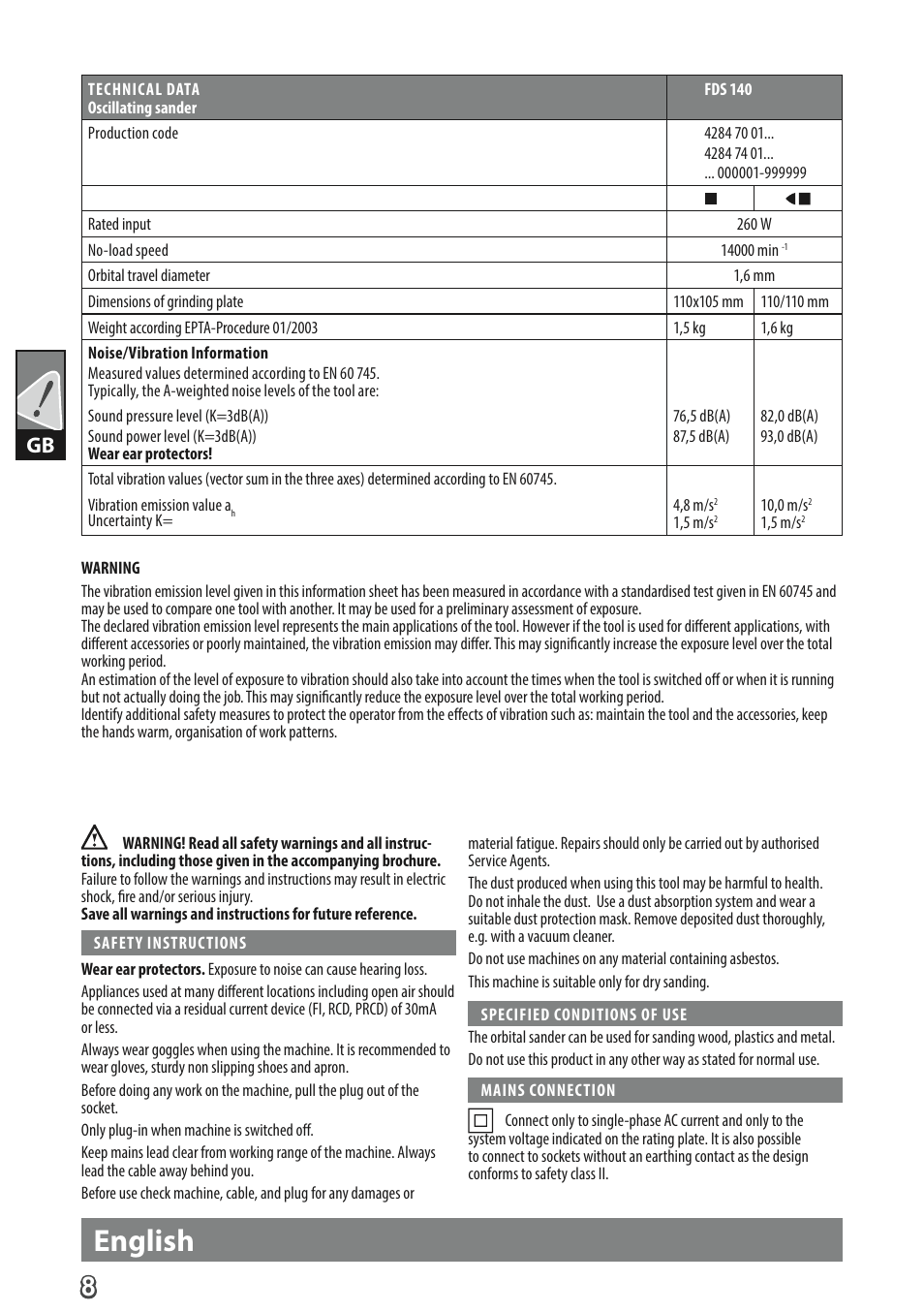 English | AEG FDS 140 User Manual | Page 11 / 65
