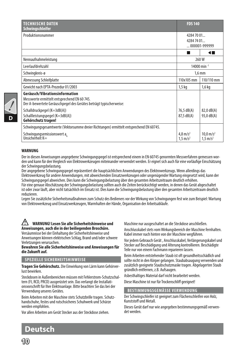 Deutsch | AEG FDS 140 User Manual | Page 13 / 65