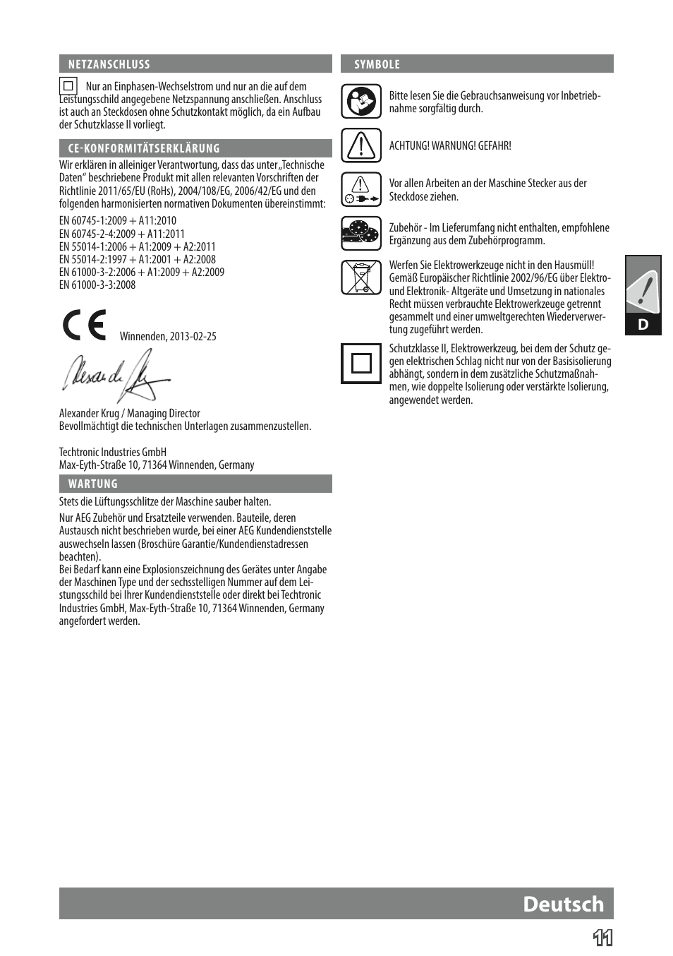 Deutsch | AEG FDS 140 User Manual | Page 14 / 65