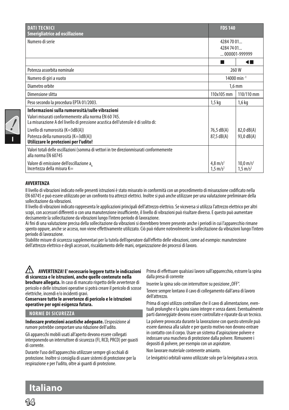 Italiano | AEG FDS 140 User Manual | Page 17 / 65