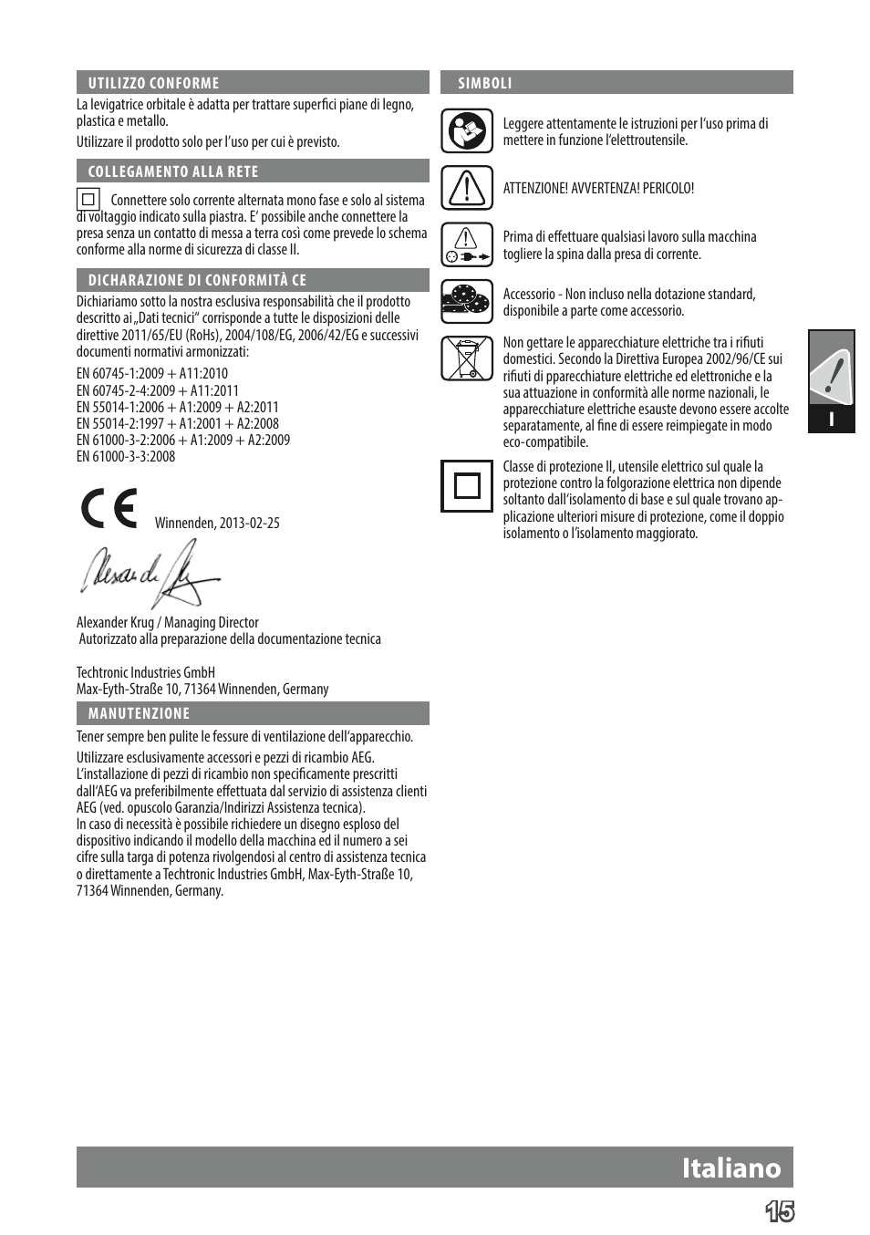 Italiano | AEG FDS 140 User Manual | Page 18 / 65