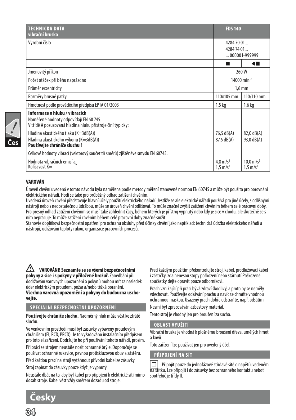 Česky | AEG FDS 140 User Manual | Page 37 / 65
