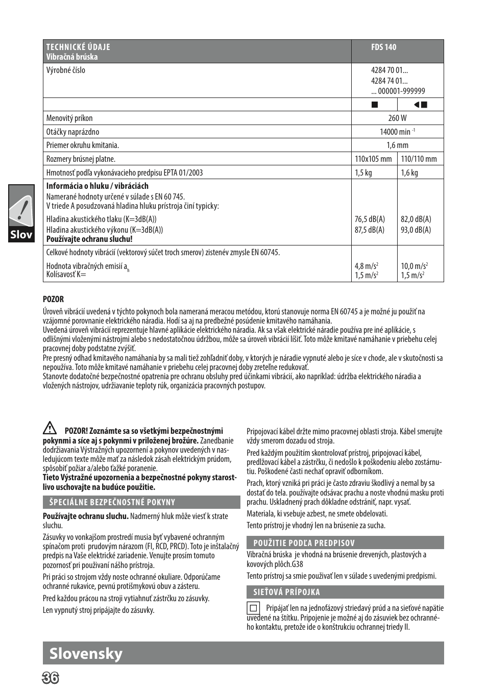 Slovensky, Slov | AEG FDS 140 User Manual | Page 39 / 65