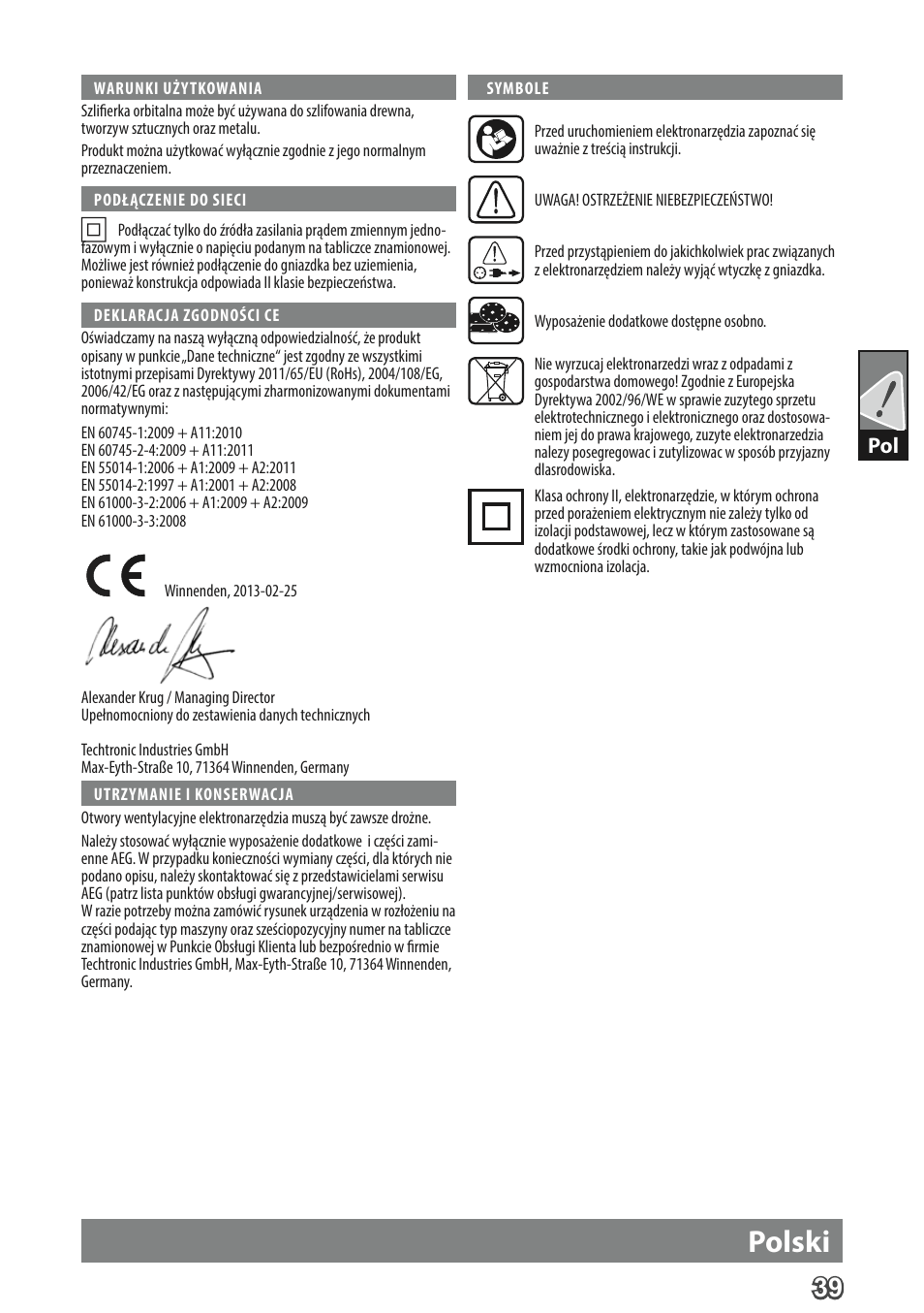 Polski | AEG FDS 140 User Manual | Page 42 / 65