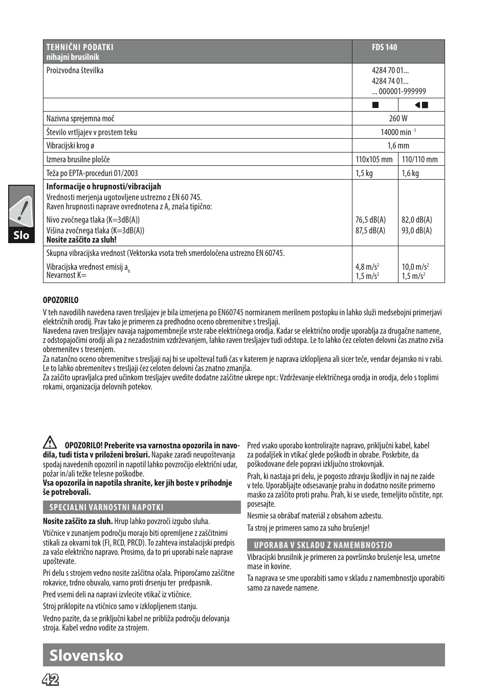 Slovensko | AEG FDS 140 User Manual | Page 45 / 65