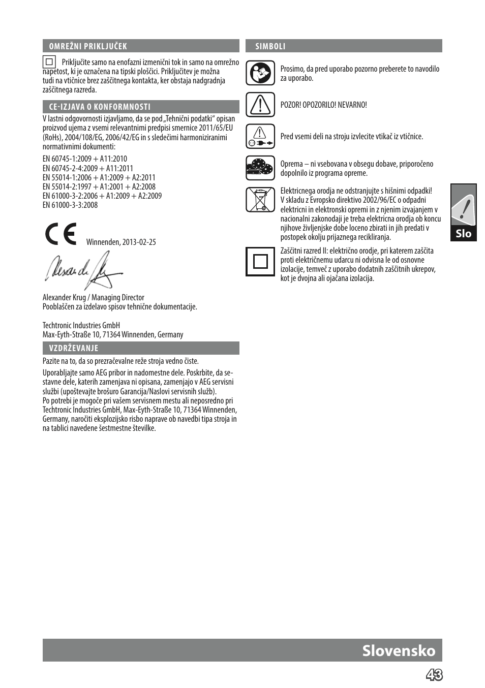 Slovensko | AEG FDS 140 User Manual | Page 46 / 65